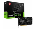 MSI NVIDIA GeForce RTX 4060 Graphic Card - 8 GB GDDR6 - 7680 x 4320 - 2.51 GHz Boost Clock - 128 bit Bus Width - PCI Express 4.0 x8 - DisplayPort - 3