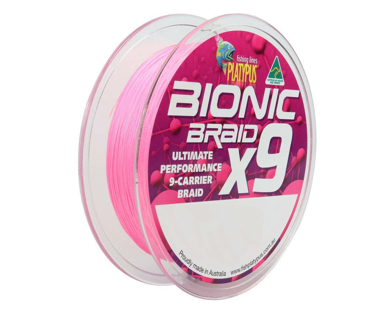 Platypus Bionic X9 Hot Pink 300m Braid Fishing Line #10lb