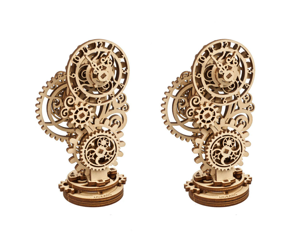 2x Ugears Steampunk Mechanical Clock 2.0 Wooden Model Home Decoration 8x13 cm