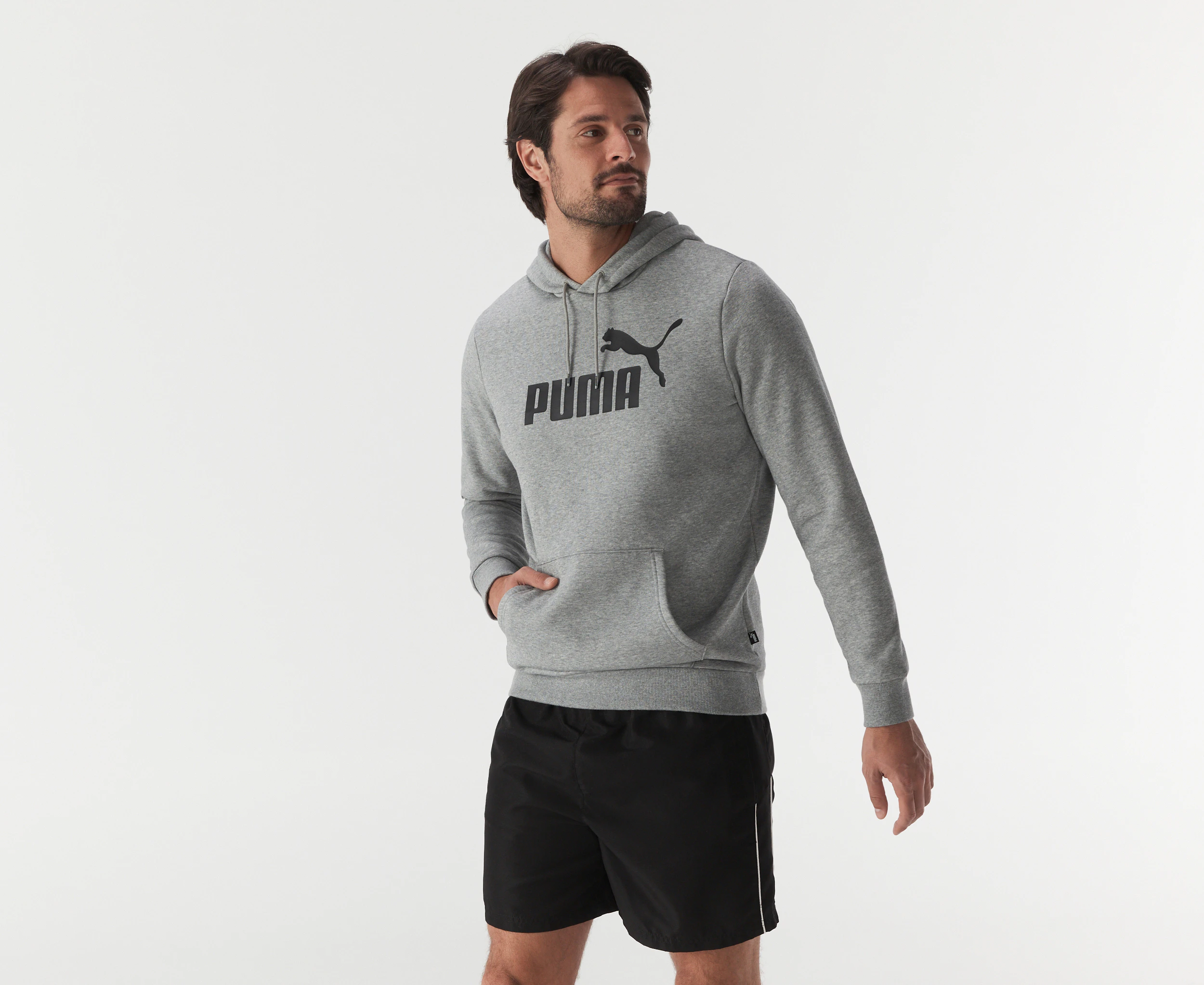 Puma Men's Essentials Big Logo Hoodie - Medium Grey Heather