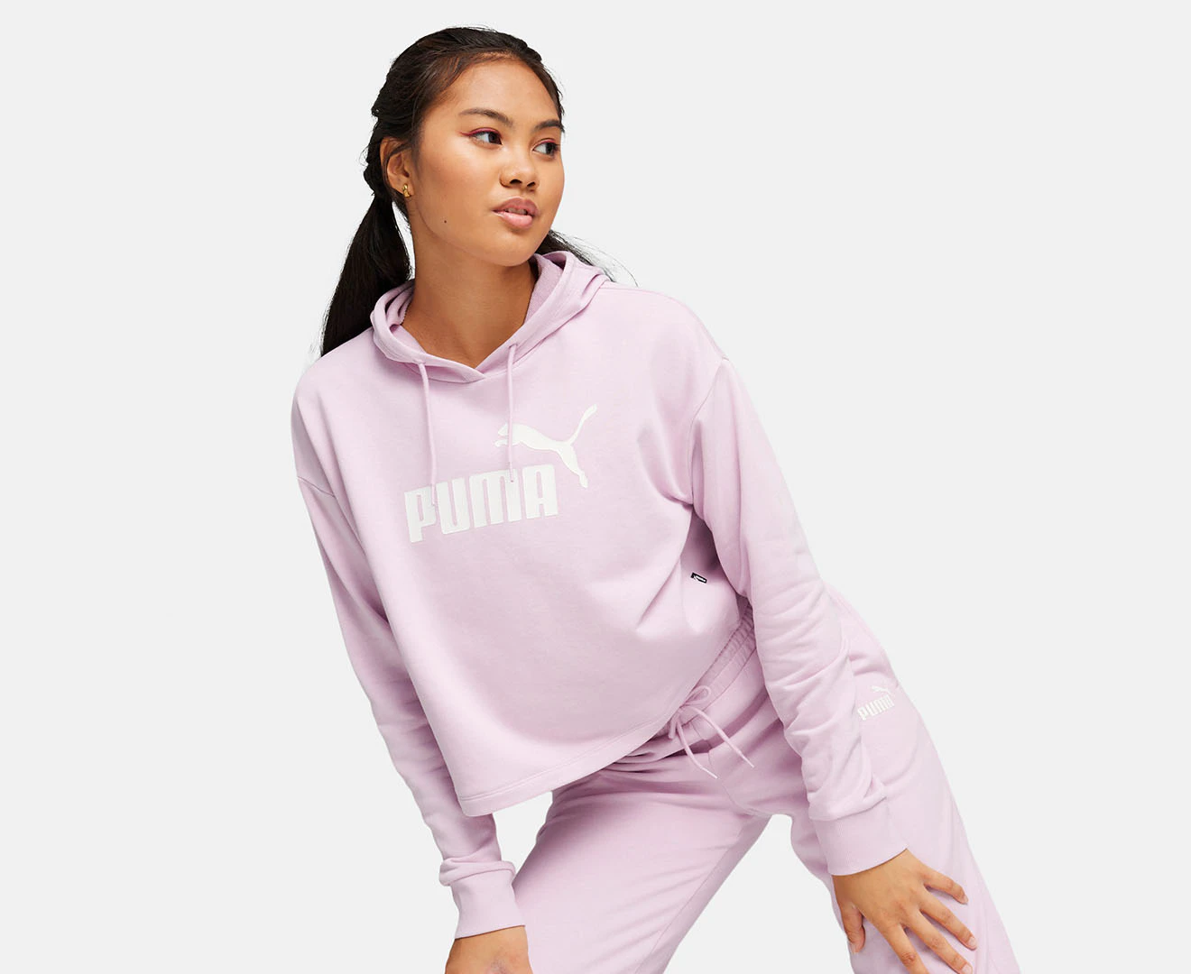 Puma Women's Essentials Cropped Logo Hoodie - Grape Mist