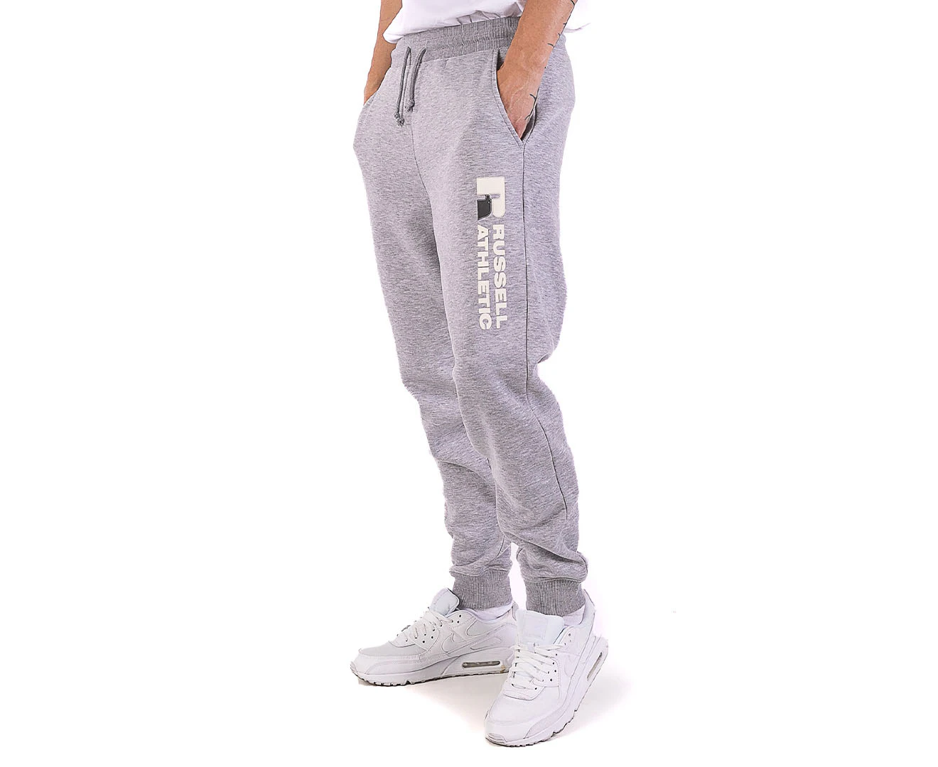 Russell Athletic Men's Originals Bar Logo Trackpants / Tracksuit Pants - Grey Marle