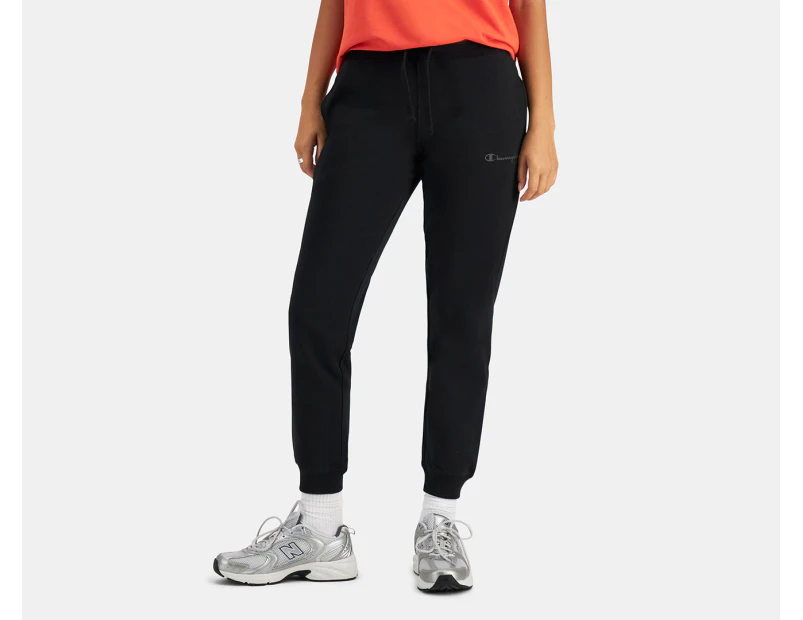 Champion Women's Script Tonal Cuff Trackpants / Tracksuit Pants - Black