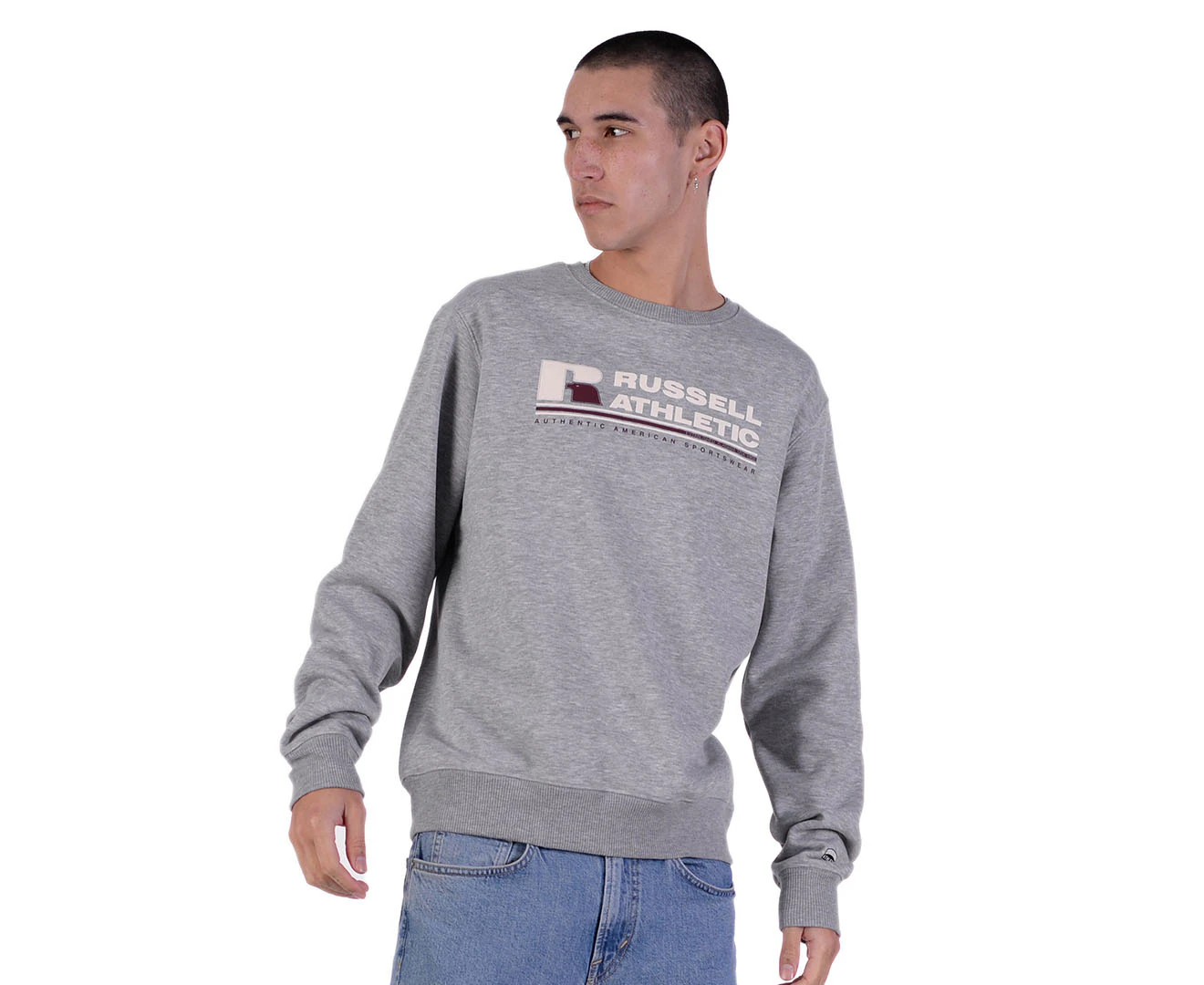 Russell Athletic Men's Originals Bar Logo Crew Sweatshirt - Grey Marle