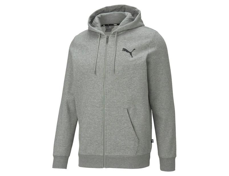 Puma Men's Essentials Small Logo Full-Zip Fleece Hoodie - Medium Grey Heather