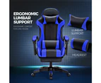 Furb Gaming Chair with Footrest and Massage, PU Leather 1350 Recline Ergonomic Office Chair Blue