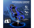 Furb Gaming Chair with Footrest and Massage, PU Leather 1350 Recline Ergonomic Office Chair Blue