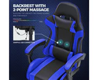 Furb Gaming Chair with Footrest and Massage, PU Leather 1350 Recline Ergonomic Office Chair Blue