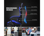 Furb Gaming Chair with Footrest and Massage, PU Leather 1350 Recline Ergonomic Office Chair Blue