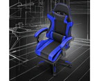 Furb Gaming Chair with Footrest and Massage, PU Leather 1350 Recline Ergonomic Office Chair Blue