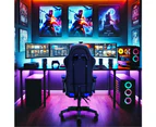 Furb Gaming Chair with Footrest and Massage, PU Leather 1350 Recline Ergonomic Office Chair Blue