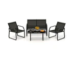 Costway 4 Piece Patio Table Chair Set Outdoor Conversation Table Garden & Yard Black