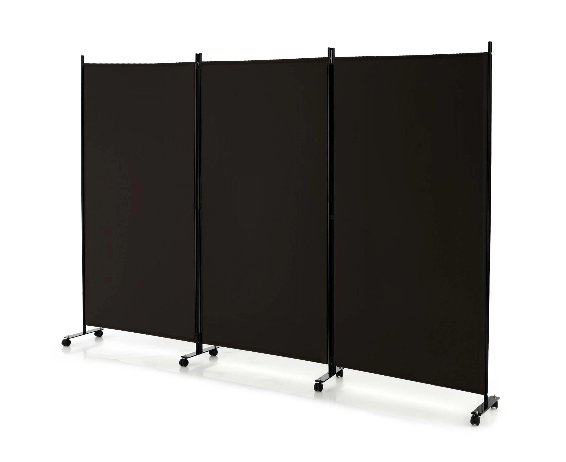 Costway 3 Panels Folding Tall Room Divider Privacy Screen Freestanding Partition Wall Divider w/Rolling Wheels Home & Office Coffee