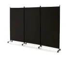 Costway 3 Panels Folding Privacy Screen Tall Room Divider Freestanding Partition Wall Divider w/Rolling Wheels Home & Office Coffee