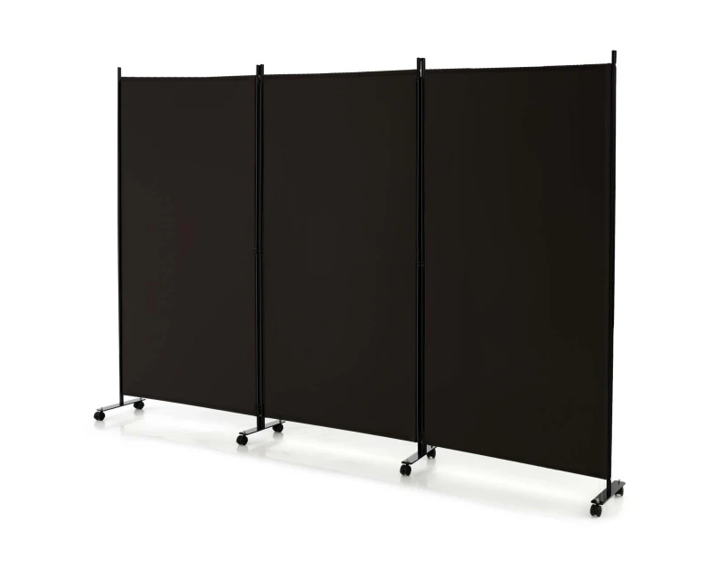 Costway 3 Panels Folding Privacy Screen Tall Room Divider Freestanding Partition Wall Divider w/Rolling Wheels Home & Office Coffee