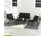 Costway 4 Piece Patio Table Chair Set Outdoor Conversation Table Garden & Yard Black