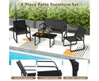 Costway 4 Piece Patio Table Chair Set Outdoor Conversation Table Garden & Yard Black