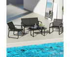 Costway 4 Piece Patio Table Chair Set Outdoor Conversation Table Garden & Yard Black