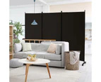 Costway 3 Panels Folding Privacy Screen Tall Room Divider Freestanding Partition Wall Divider w/Rolling Wheels Home & Office Coffee