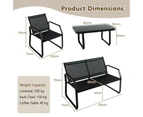 Costway 4 Piece Patio Table Chair Set Outdoor Conversation Table Garden & Yard Black