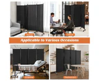 Costway 4-Panel Folding Room Divider 1.73m Rolling Privacy Screen w/ Lockable Wheels Black