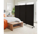 Costway 3 Panels Folding Privacy Screen Tall Room Divider Freestanding Partition Wall Divider w/Rolling Wheels Home & Office Coffee