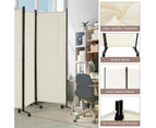 Costway 6-Panel Folding Room Divider 1.72m Rolling Privacy Screen w/ Lockable Wheels White