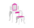 Keezi Kids Dressing Table Vanity Makeup Chair Set Wooden 3 Mirror Drawer Pink