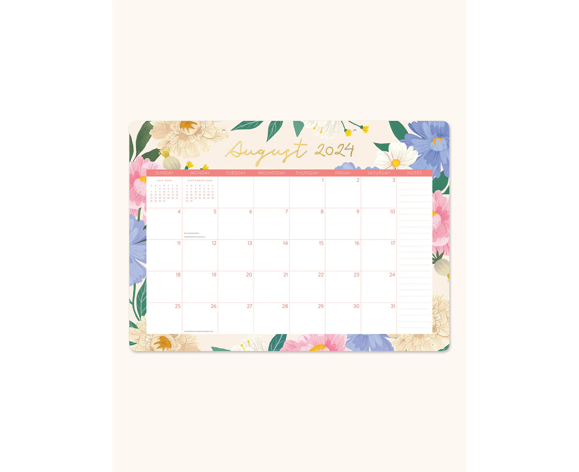 2025 Calendar Bella Flora Monthly Desk Pad Orange Circle Studio 25050