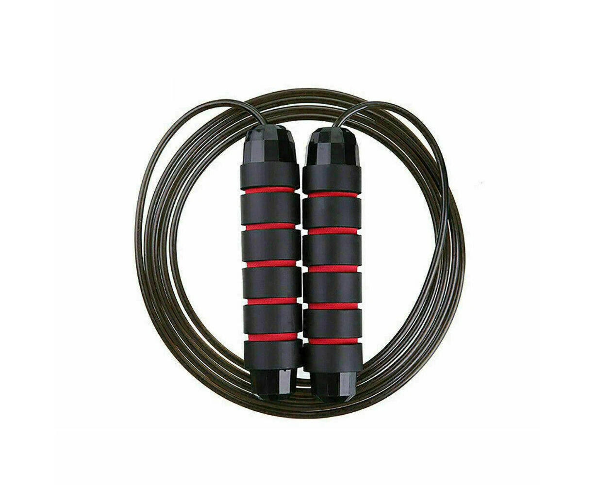 Heavy Weighted Skipping Jump Rope Sweat-proof Boxing Training Fitness Gym Speed - Black + Red