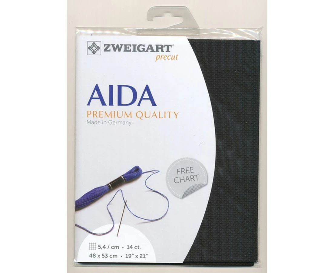 Zweigart Precut Aida 3706, 14Ct/5.4St 48x53cm Cotton Black