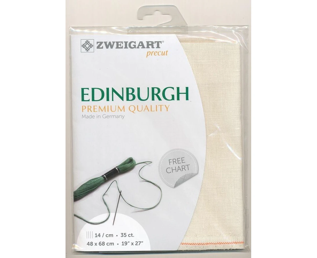 Zweigart Edingburgh 3217.99 LIGHT CREAM, 36Ct/14St Precut 48x68cm Linen