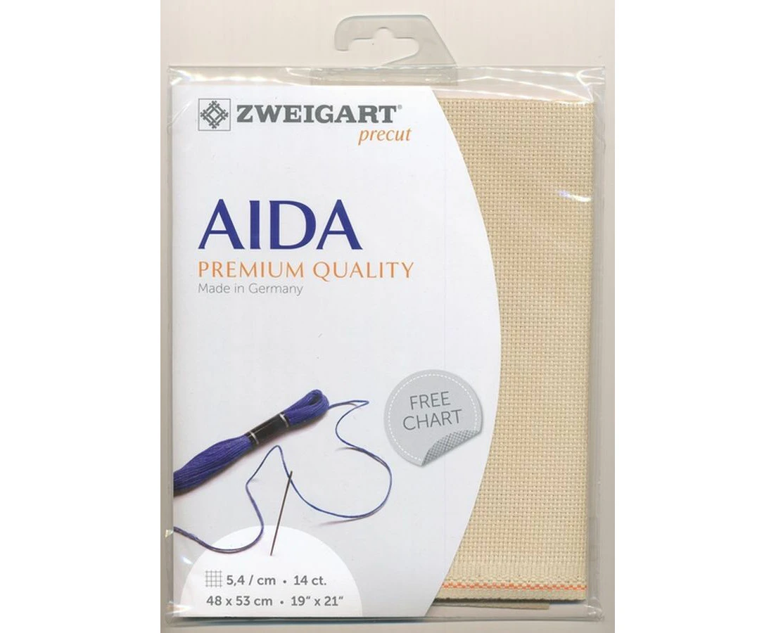 Zweigart Precut Aida 3706, 14Ct/5.4St 48x53cm Cotton Dark Ecru