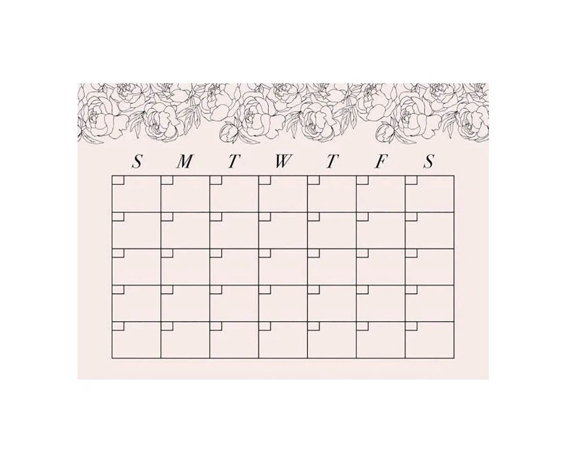 Blush Peony Monthly Calendar Dry Erase Wall Decal, RMK4877SCM - Pink