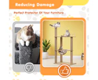 Advwin Wood Multi-Level Cat Tree, 115cm Tall with Sisal-Covered Scratching Posts, Hammock and Extended Platform for Cats to Play and Sleep