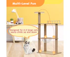 Advwin Wood Multi-Level Cat Tree, 115cm Tall with Sisal-Covered Scratching Posts, Hammock and Extended Platform for Cats to Play and Sleep