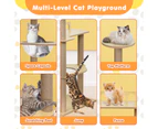 Advwin Wood Multi-Level Cat Tree, 115cm Tall with Sisal-Covered Scratching Posts, Hammock and Extended Platform for Cats to Play and Sleep