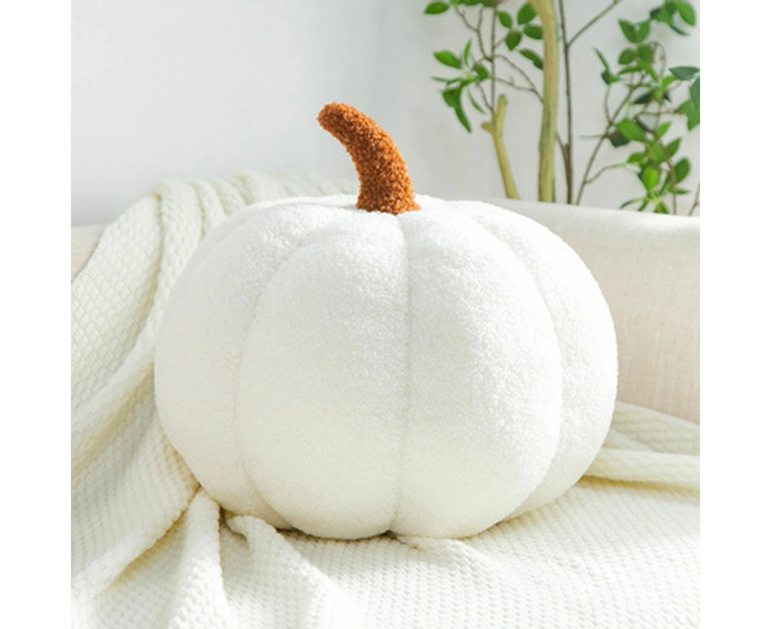 Pumpkin Pillow White Soft Filled for Kids Home Sofa Halloween 20 cm