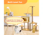 Advwin Cat Tree, 135cm Cat Tower for Indoor Cats, Wood Multi-Level Cat Condo with 6 Scratching Posts, Perch, Cave, Ramp and Hammock