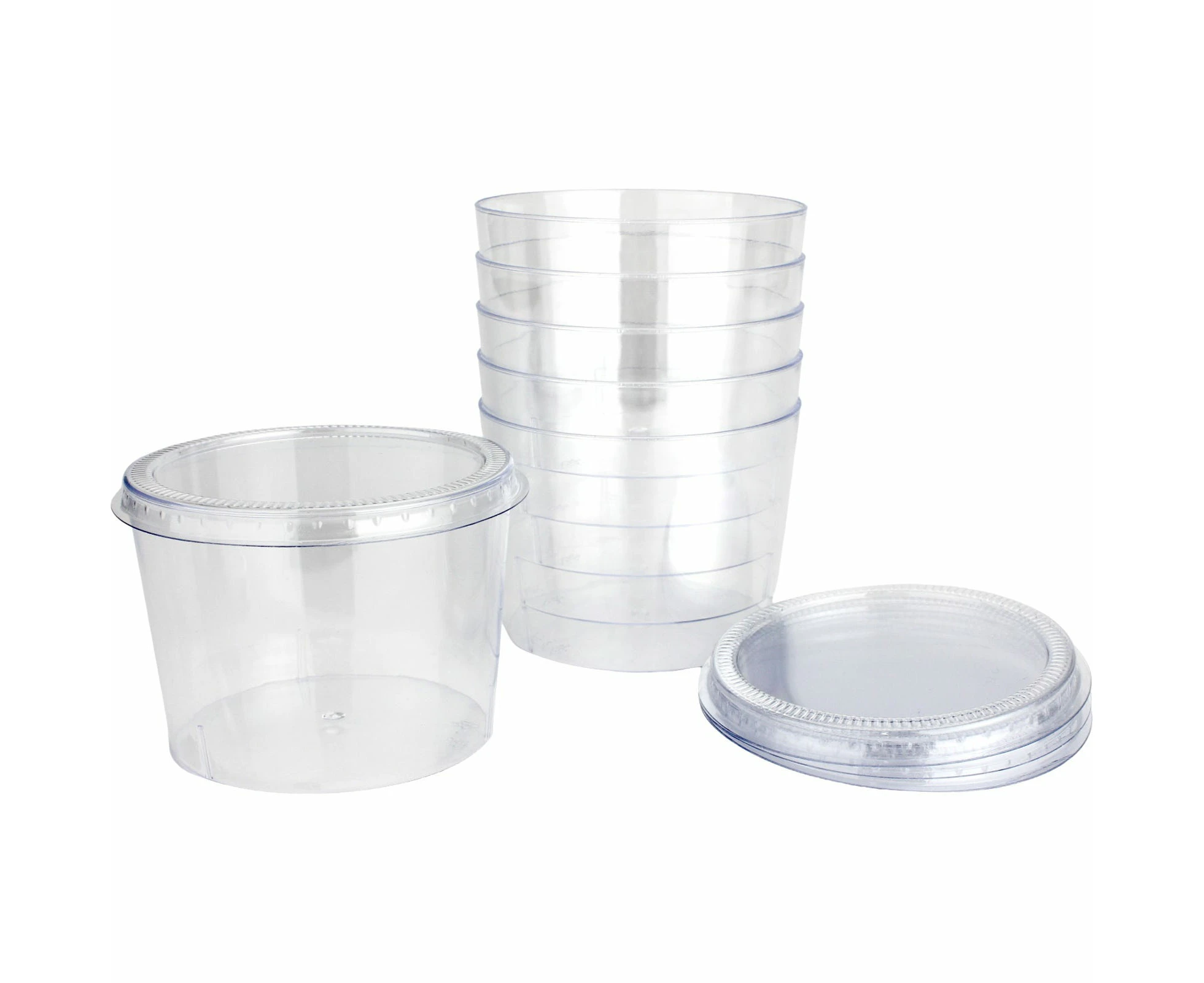 Clear Plastic Round Dessert Cups with Lids 150ml (Pack of 6)