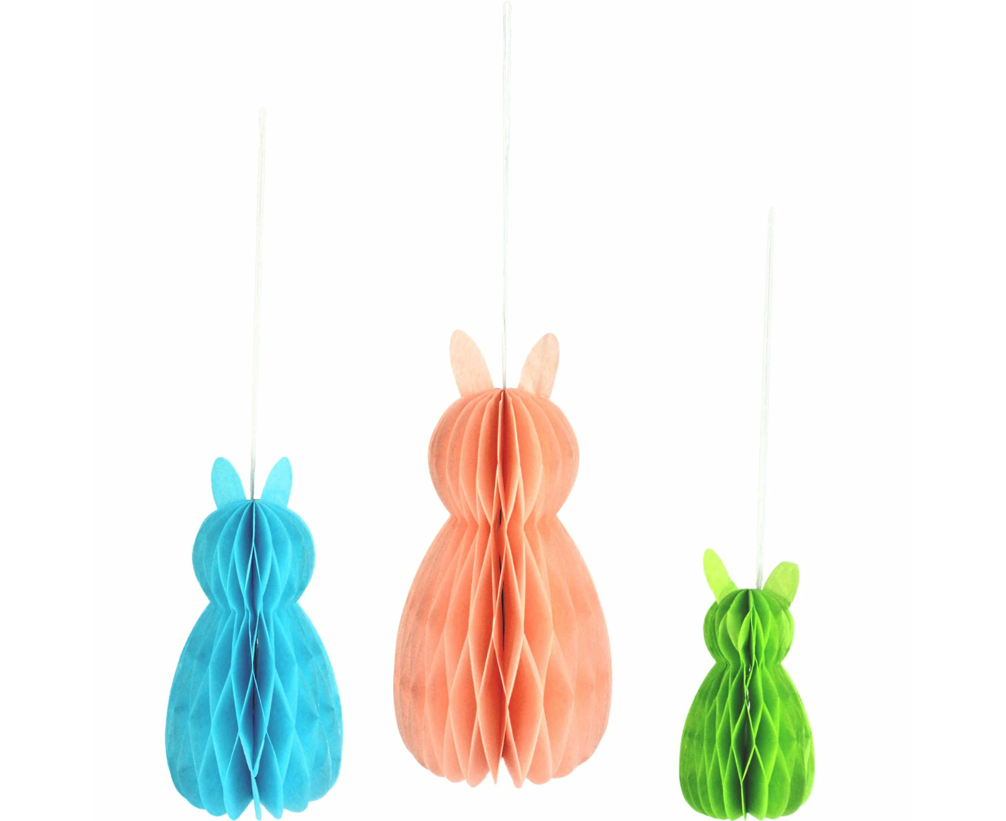 Whimsical Bunny Honeycomb Hanging Decorations Pack of 3