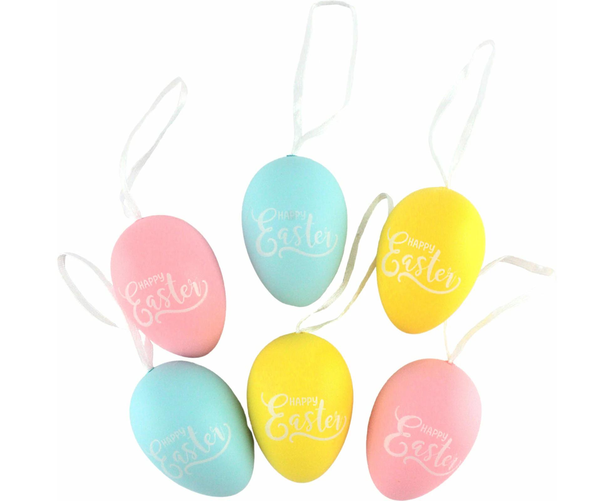 Happy Easter Hanging Egg Decorations (Pack of 6)