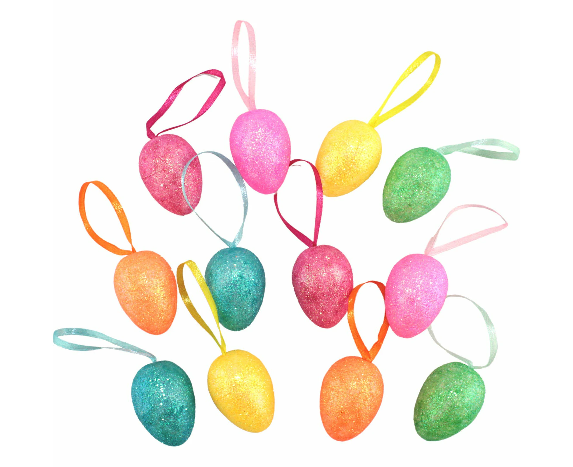 Glitter Foam Easter Egg Hanging Decorations (Pack of 12)