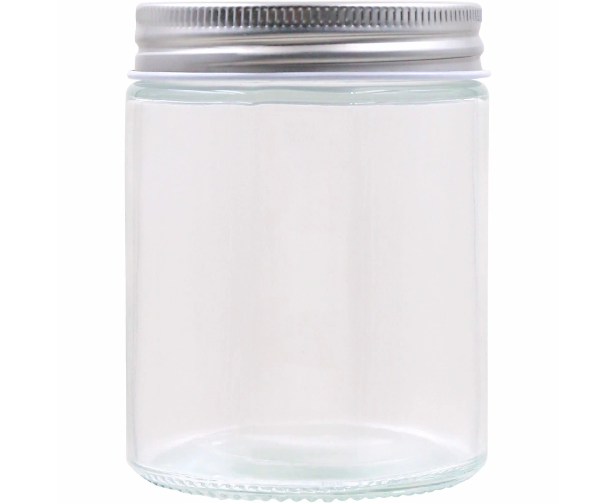 Clear Glass Round Screw Top Jar With Silver Lid 320ml