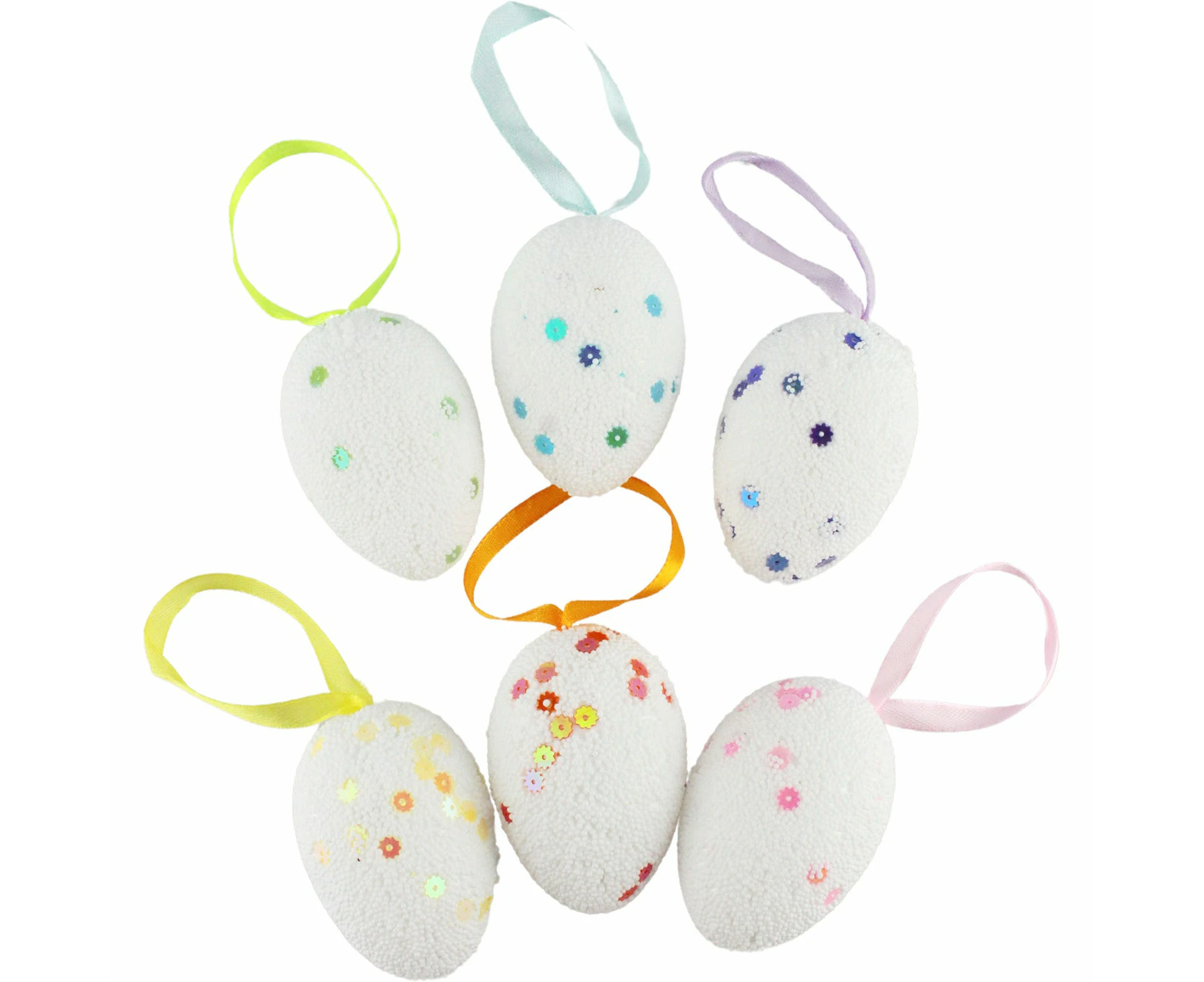 Sequin Foam Easter Egg Hanging Decorations (Pack of 6)