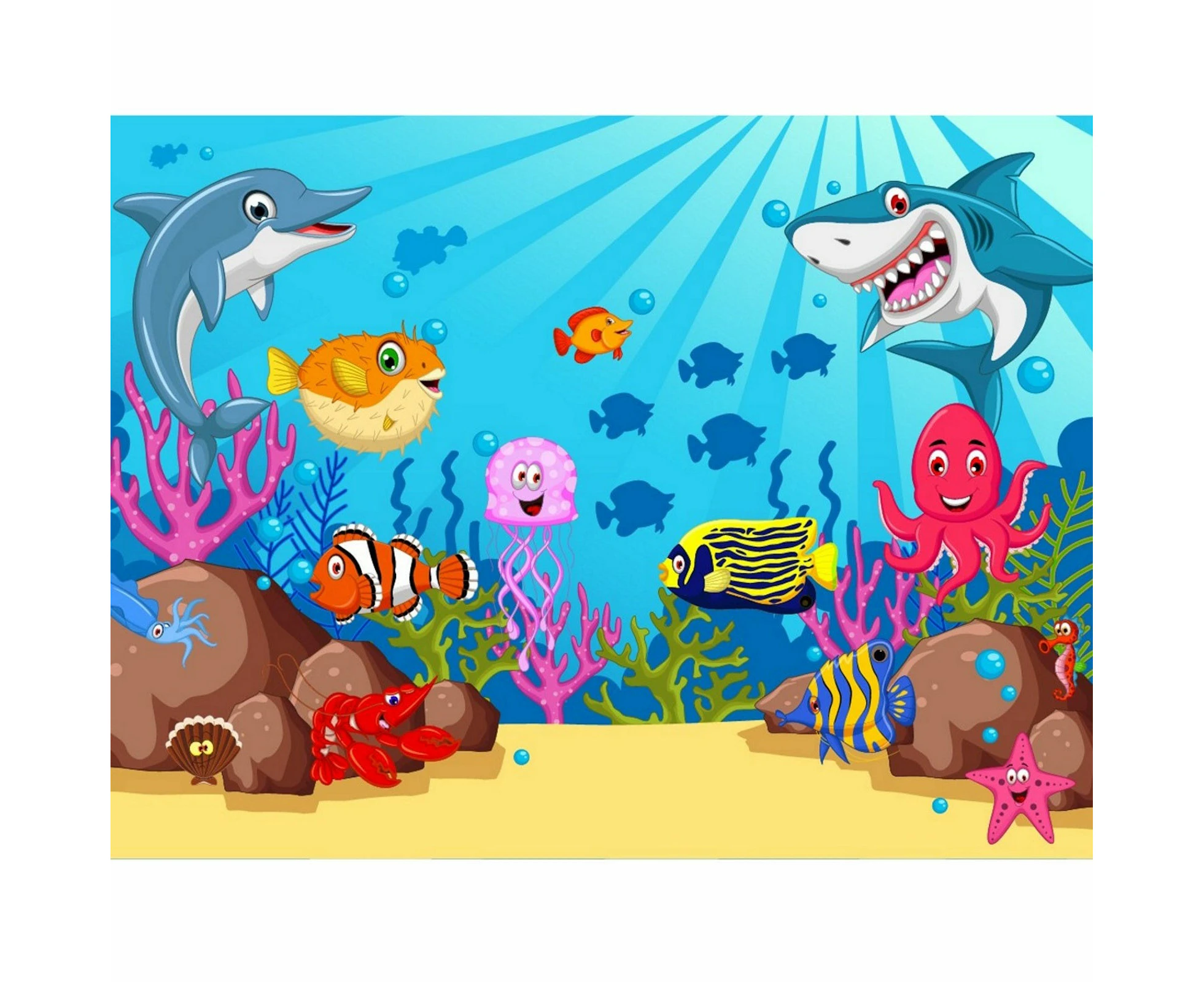 Sea Animals Large Fabric Backdrop