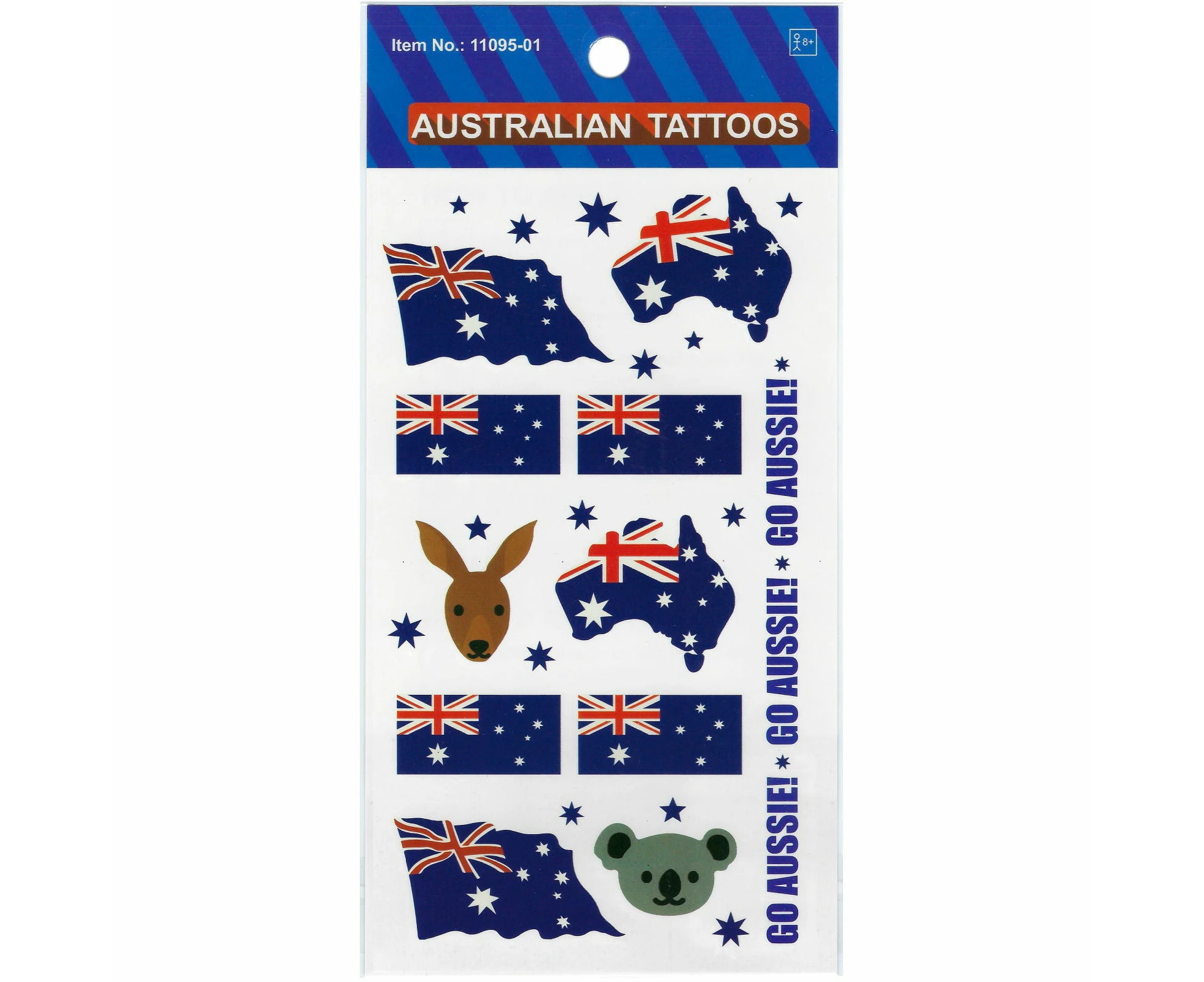 Australia Themed Tattoos Flags and Animals (1 Sheet)