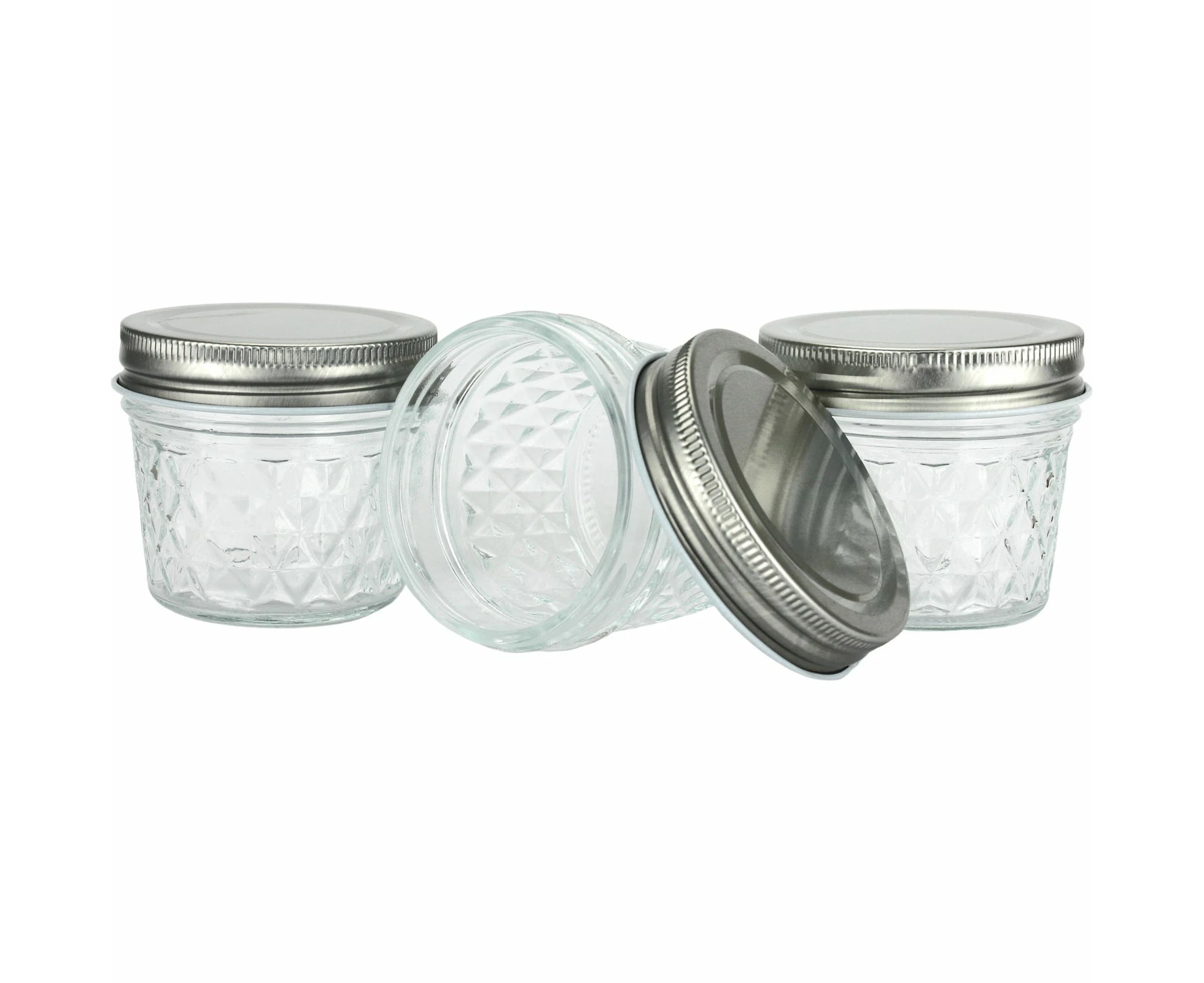 Quilted Screw Top Glass Conserve Jars 135ml (Pack of 3)