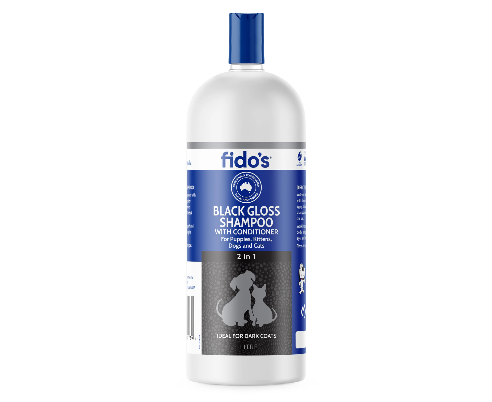 Fido's Black Gloss Shampoo with Conditioner 1 Litre for Dogs, Cats, Puppies & Kittens