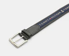 Tommy Hilfiger Men's Ribbon Inlay Leather Belt - Black